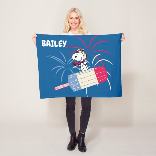 Snoopy van de vliegende luis op ijsPop Fleece Deken (In situ)