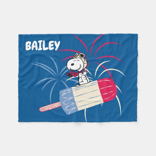 Snoopy van de vliegende luis op ijsPop Fleece Deken (Voorkant (Horizontaal))