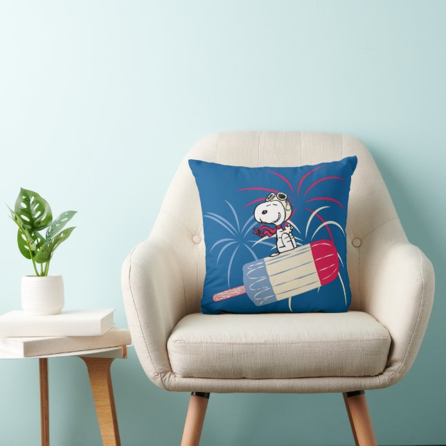 Snoopy van de vliegende luis op ijsPop Kussen (Stoel)