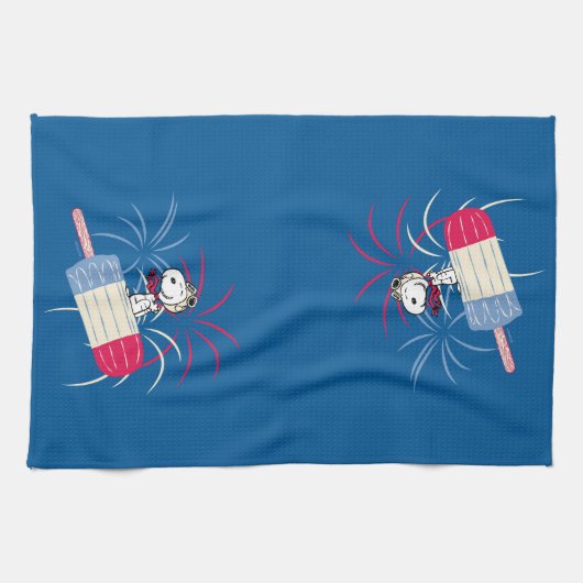 Snoopy van de vliegende luis op ijsPop Theedoek (Horizontaal)