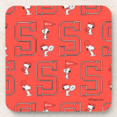 Snoopy Varsity Sportpatroon Bier Onderzetter (Voorkant)