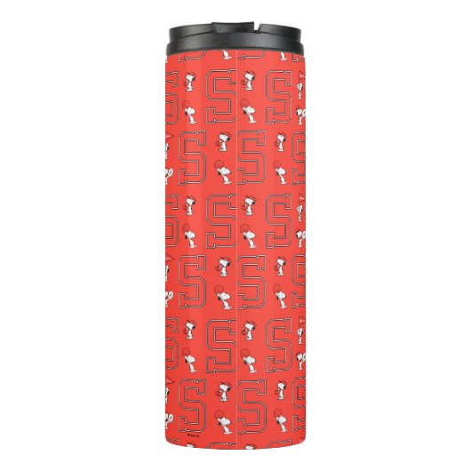 Snoopy Varsity Sportpatroon Thermosbeker (Achterkant)