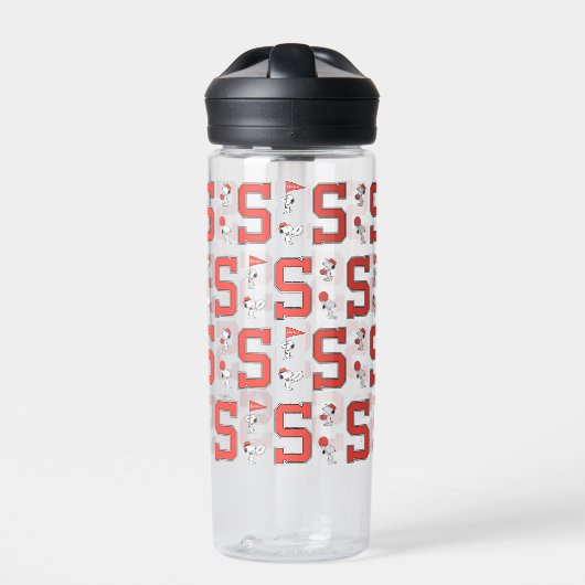 Snoopy Varsity Sportpatroon Waterfles (Voorkant)