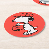 Snoopy Varsity Sports Baseball Ronde Kartonnen Onderzetter (Gebogen)