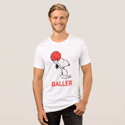 Snoopy Varsity Sports Basketball Tri-Blend Shirt (Voorkant volledig)