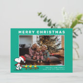 Snoopy & Vrienden Kerstmis Familie Foto Feestdagenkaart (Staand voorkant)
