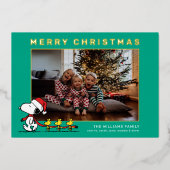 Snoopy & Vrienden Kerstmis Familie Foto Folie Feestdagenkaart (Voorkant)
