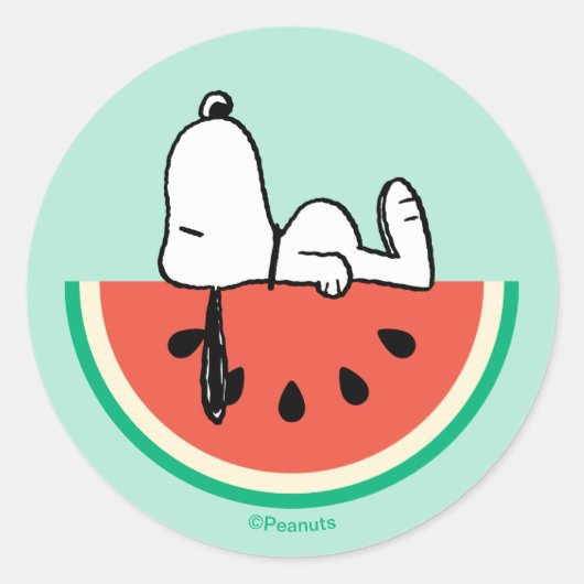 Snoopy Watermeloendromen Ronde Sticker (Voorkant)