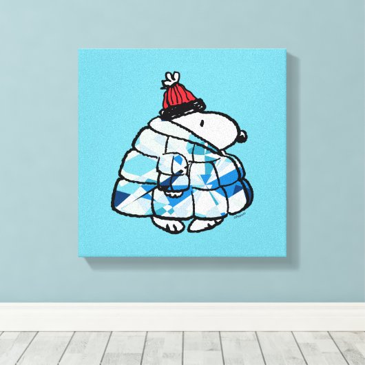 Snoopy Winter Gem Puffer Jacket Canvas Print (Insitu (Houten vloer))