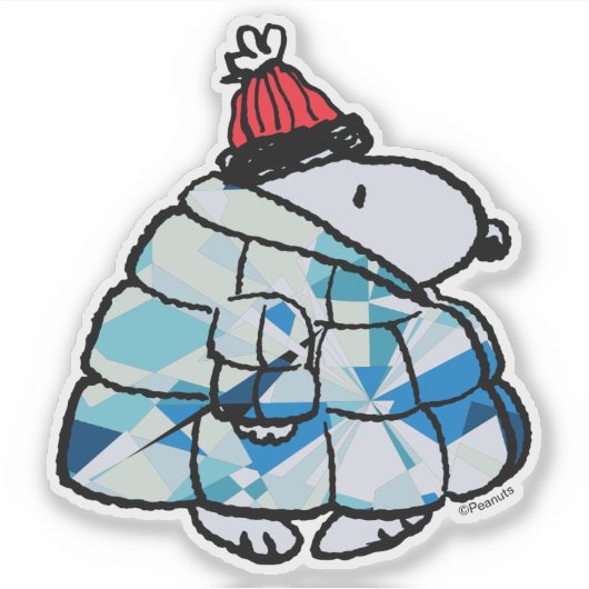 Snoopy Winter Gem Puffer Jacket Sticker (Voorkant)