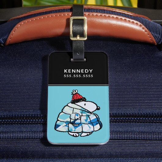 Snoopy Winter in donsjas bagagelabel (Voorkant Insitu 2)