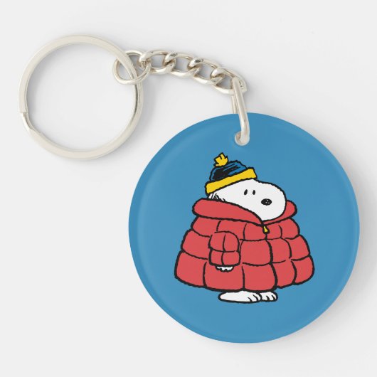 Snoopy Winter in Jasjas Sleutelhanger (Voorkant)