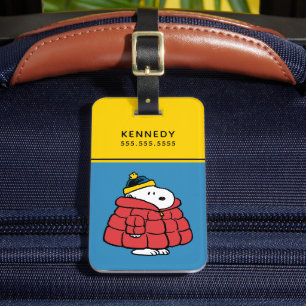 Snoopy Winter in Opgevulde Jas Bagage Label