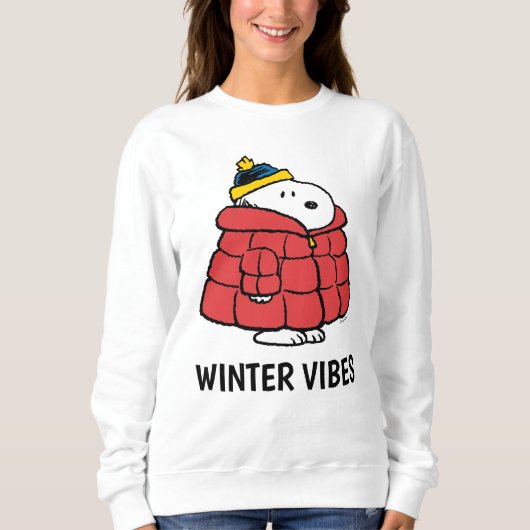 Snoopy Winter in Opgevulde Jas Sweatshirt (Voorkant)