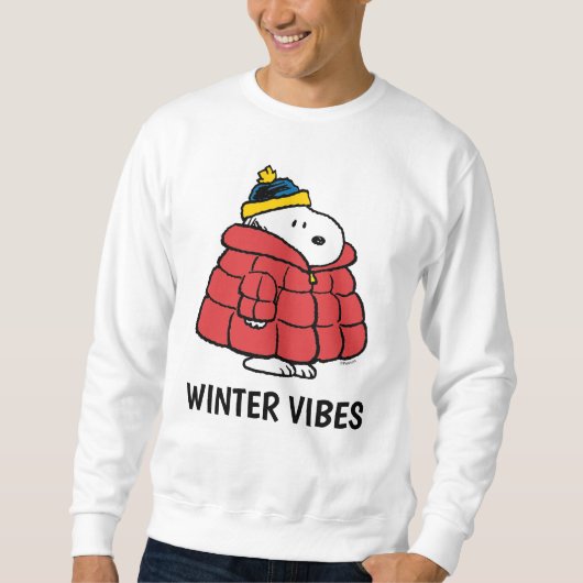 Snoopy Winter in Opgevulde Jas Sweatshirt (Voorkant)