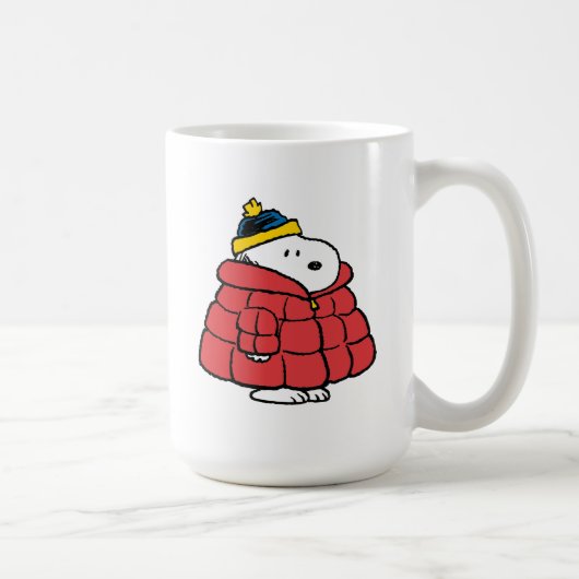 Snoopy Winter in Puffer Coat Coffee Mug Koffiemok (Rechts)