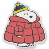 Snoopy Winter in Puffer Coat Sticker (Voorkant)