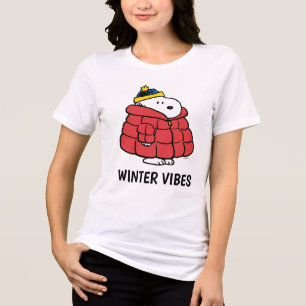 Snoopy Winter in Puffer Coat Tri-Blend T-shirt