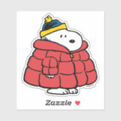Snoopy Winter in Pufferjas Sticker (Vel)