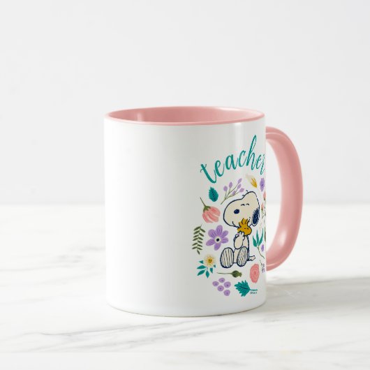 Snoopy & Woodstock Bloem Knuffel Leraar Mok (Voorkant rechts)