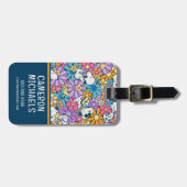 Snoopy & Woodstock Bloempatroon Bagagelabel (Voorkant horizontaal)