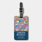 Snoopy & Woodstock Bloempatroon Bagagelabel (Voorkant verticaal)