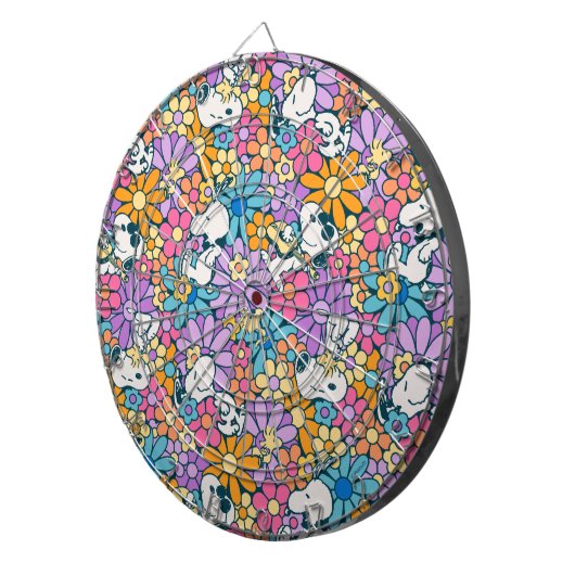 Snoopy & Woodstock Bloempatroon Dartbord (Voorkant Rechts)