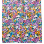 Snoopy & Woodstock Bloempatroon Douchegordijn (Voorkant)