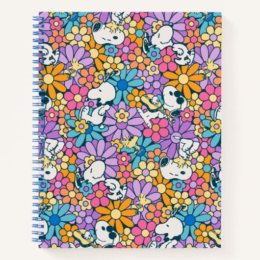 Snoopy & Woodstock Bloempatroon Notitieboek (Voorkant)