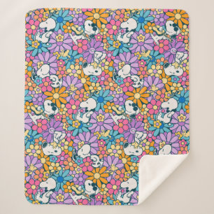 Snoopy & Woodstock Bloempatroon Sherpa Deken