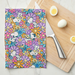 Snoopy & Woodstock Bloempatroon Theedoek