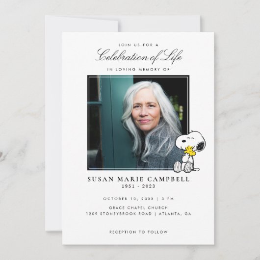 Snoopy & Woodstock Celebration of Life with Photo Kaart (Voorkant)