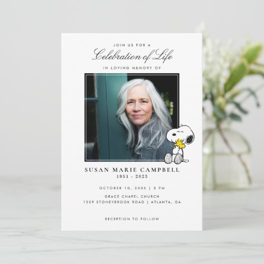 Snoopy & Woodstock Celebration of Life with Photo Kaart (Staand voorkant)