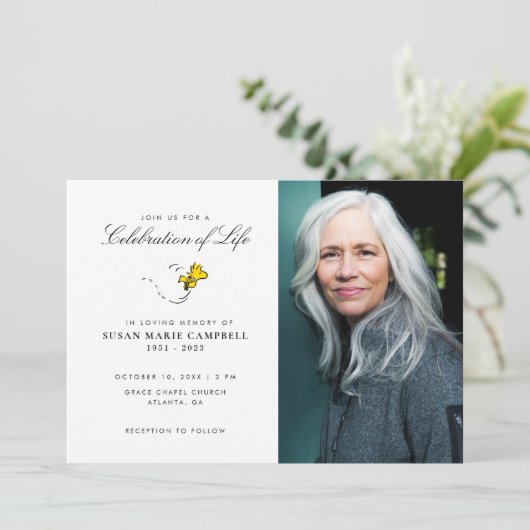 Snoopy & Woodstock Celebration of Life with Photo Kaart (Staand voorkant)