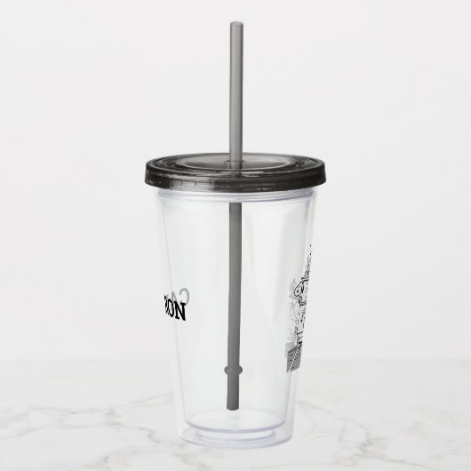 Snoopy, Woodstock, & Charlie Brown op een trolley Acryl Drinkbeker (Rechts)