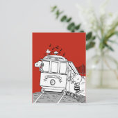 Snoopy, Woodstock, & Charlie Brown op een trolley Briefkaart (Staand voorkant)