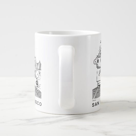 Snoopy, Woodstock, & Charlie Brown op een trolley Grote Koffiekop (Achterkant)