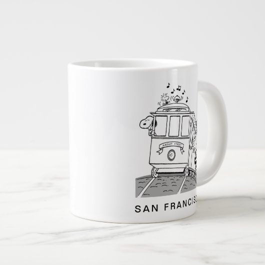 Snoopy, Woodstock, & Charlie Brown op een trolley Grote Koffiekop (Voorkant rechts)