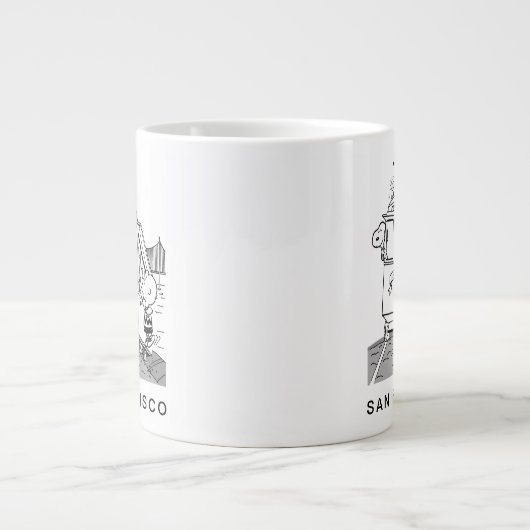 Snoopy, Woodstock, & Charlie Brown op een trolley Grote Koffiekop (Voorkant)