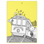 Snoopy, Woodstock, & Charlie Brown op een trolley Klembord (Achterkant)