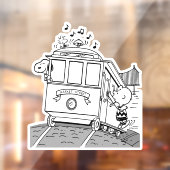 Snoopy, Woodstock, & Charlie Brown op een trolley Raamsticker (Vel 2)