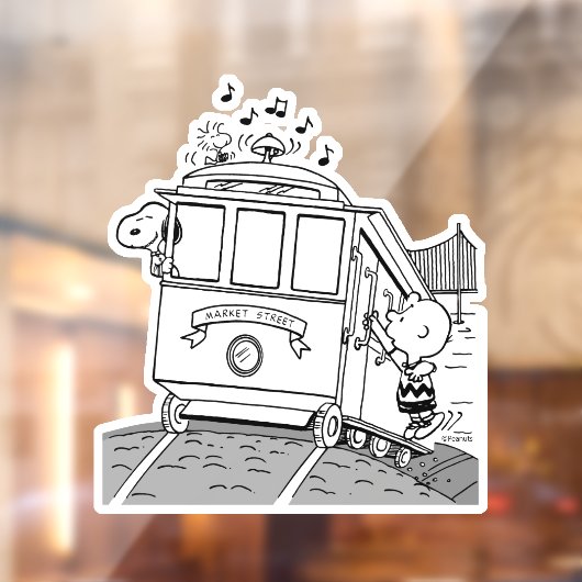Snoopy, Woodstock, & Charlie Brown op een trolley Raamsticker (Vel 2)