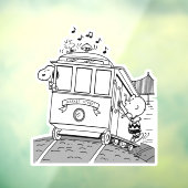 Snoopy, Woodstock, & Charlie Brown op een trolley Raamsticker (Vel 3)