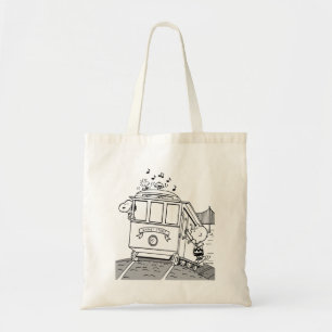 Snoopy, Woodstock, & Charlie Brown op een trolley Tote Bag