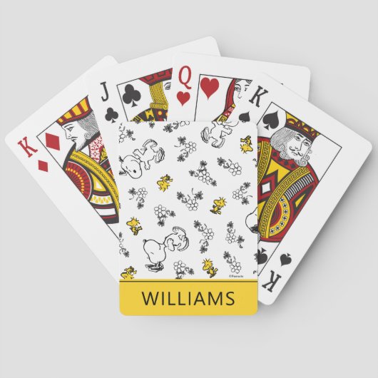 Snoopy & Woodstock Flower Pattern Speelkaarten (Achterkant)