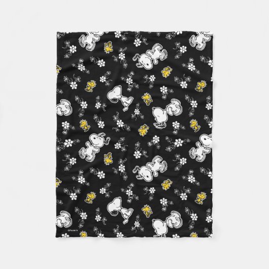 Snoopy & Woodstock Fun & Flowers Fleece Deken (Voorkant)