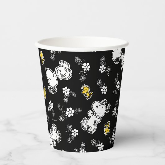 Snoopy & Woodstock Fun & Flowers Papieren Bekers (Voorkant)
