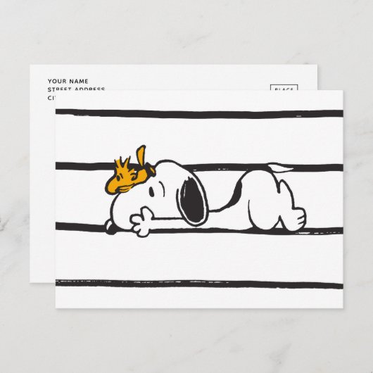 Snoopy & Woodstock | Giggle Laugh met glimlach Briefkaart (Voorkant / Achterkant)
