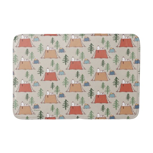Snoopy & Woodstock Go Camping Pattern Badmat (Voorkant)