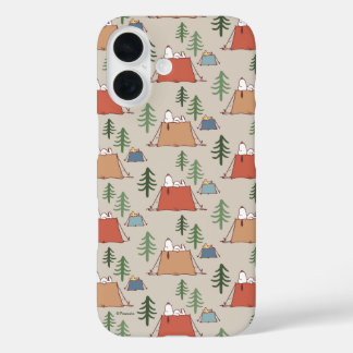 Snoopy & Woodstock Go Camping Pattern iPhone 16 Hoesje